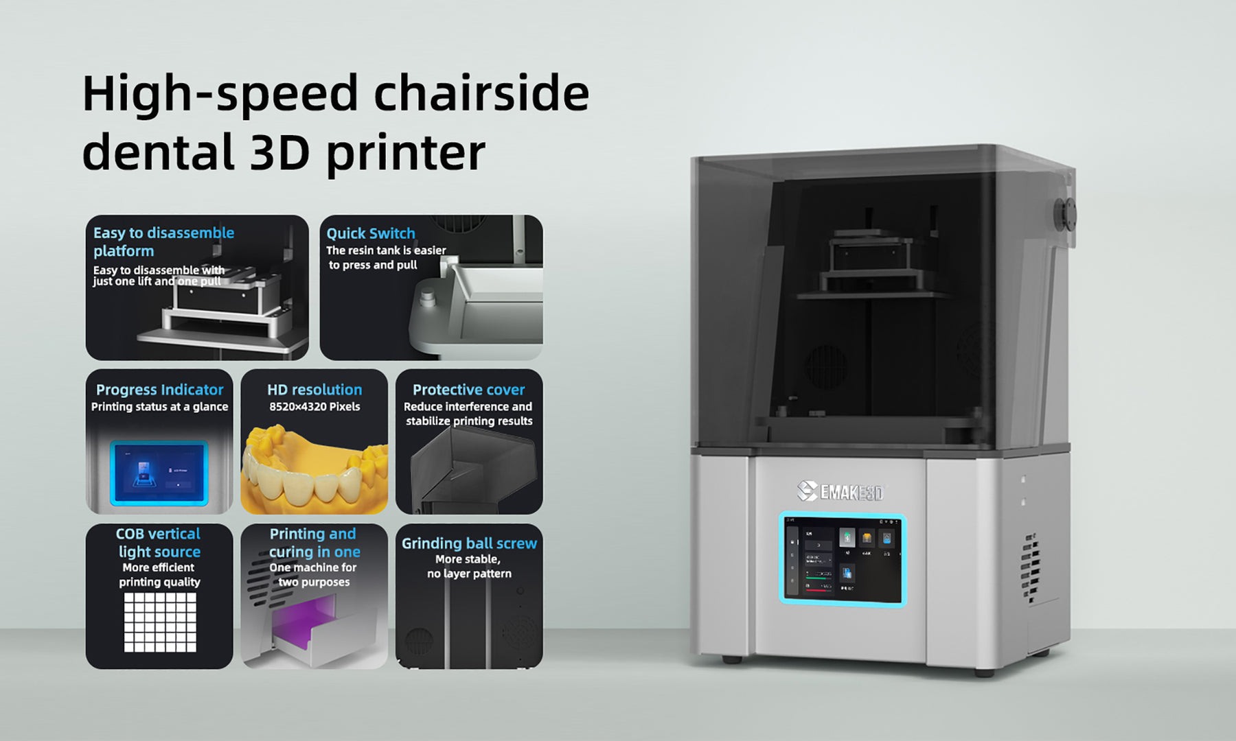 Fast Printing Dental 3D Printer 6.8 inch 9K Mini Pro LCD Printer
